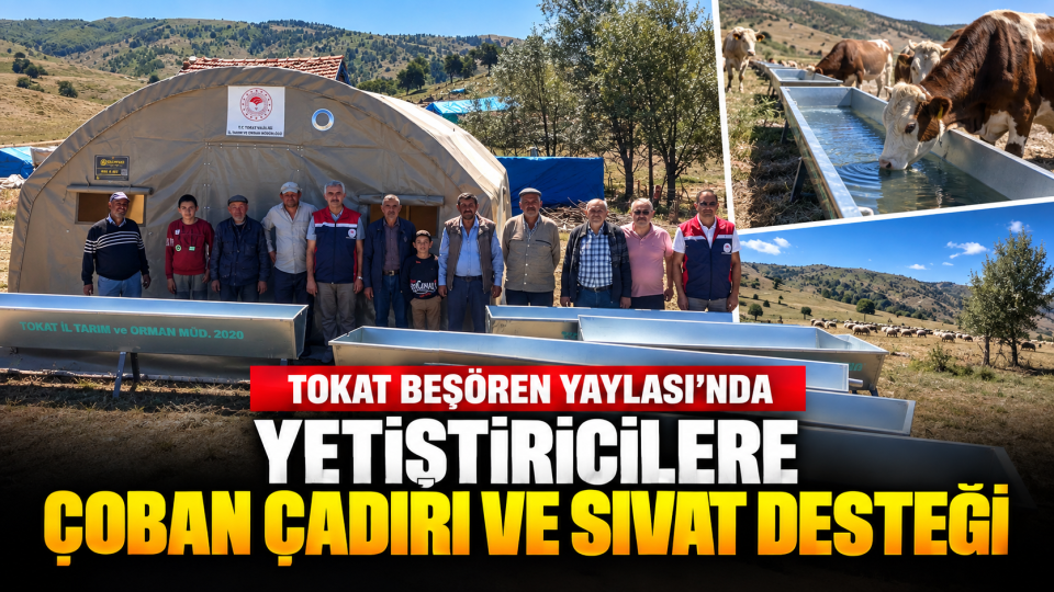 Tokat Beşören Yaylası’nda Yetiştiricilere Çoban Çadırı ve Sıvat Desteği