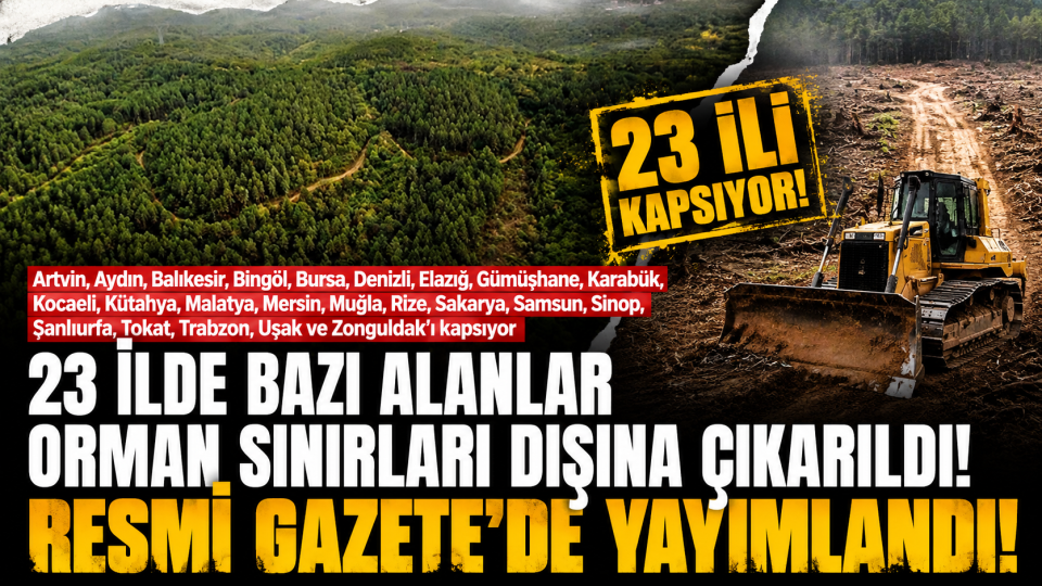 Tokat’ın da aralarında olduğu 23 ilde bazı alanlar orman sınırı dışına çıkarıldı