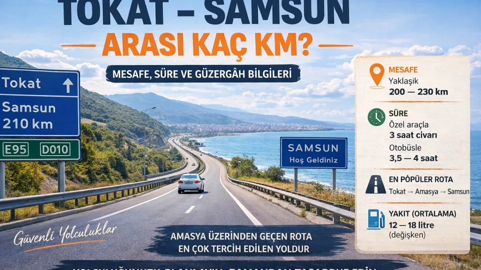 Tokat Samsun Arası Kaç KM? Kaç Saat Sürer, En hızlı rota yolu, ne kadar yakar?