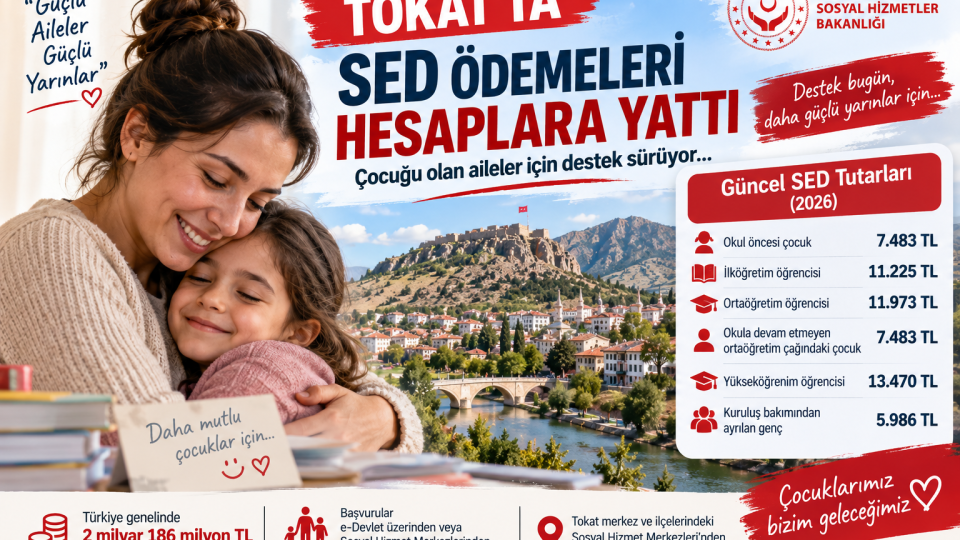 Tokat’ta Çocuğu Olan Aileler Dikkat: SED Ödemeleri Yattı, Destek 13 Bin 470 TL’ye Çıkıyor