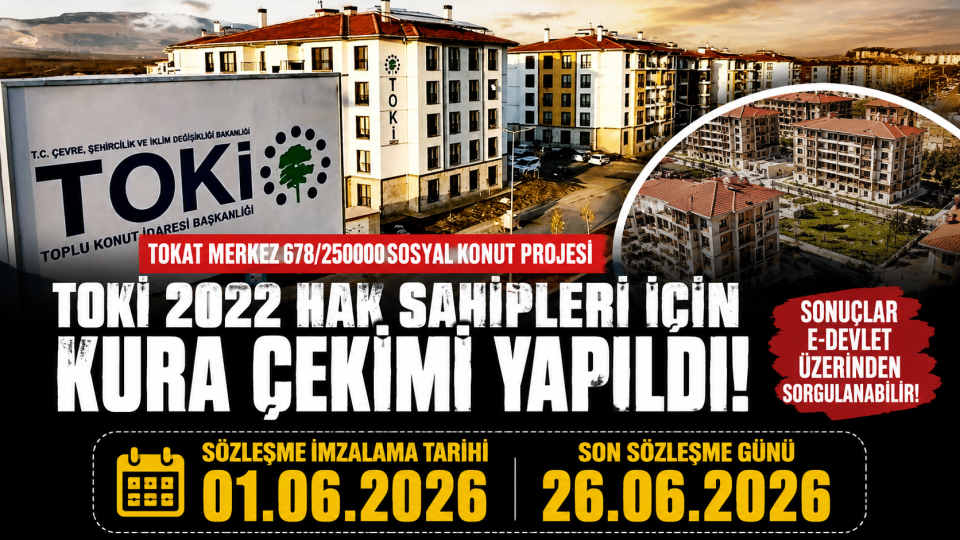 Tokat’ta TOKİ sosyal konut projesinde kura çekimi tamamlandı: Hak sahipleri belli oldu