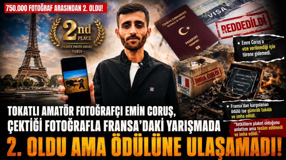 Tokatlı fotoğrafçı Emin Coruş Fransa’daki yarışmada ikinci oldu, ödülüne ulaşamadı